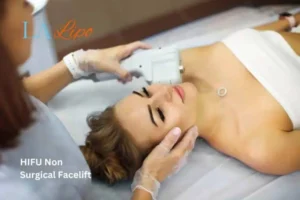Woman having Hi-Fu to reduce wrinkles Lewisham.